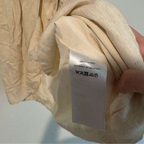 Anthropologie Linen Wrap Mini Dress Cream Tan size medium - Picture 6 of 9